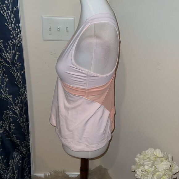 Lululemon Peach Mesh Cross-Front Built in Bra Thick Strap Tank Top Athleisure - Picture 2 of 6
